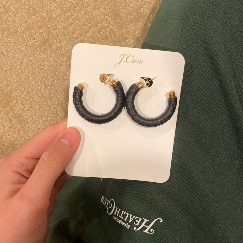 J Crew minimalist rattan earrings